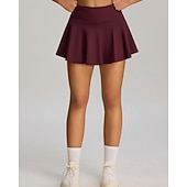 cheap Women's Skirts &amp; Skorts-Women's Solid Colored Casual Skirt Tennis Skirts with Shorts Sport Skirt Pocket High Waist Quick Dry Elastic Sweat-Wicking Breathable Tennis Golf Running Skirt Black Red Navy Blue Tennis Clothing