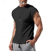 abordables Running Tee &amp; Tank Tops-Men's Solid Colored Workout Tank Top Running Tank Top Gym Tank Top Summer Spring Classic Sleeveless Quick Dry Lightweight Moisture Wicking Breathable Gym Workout Active Training Exercise Black White