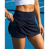economico Gonne e Skorts da Donna-Per donna Tinta unita Gonna casual Gonne da tennis con pantaloncini Gonna sportiva Tasca Elastico in vita Stratificato Leggero Elastico Traspirante Tennis Golf Corsa Pantaloncini Gonna Blu marino