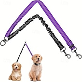 abordables Collares, Arnés y Correas-2pcs Dual Dog Leash Attachment - Double Leashes for Training Small to Large Dogs - Adjustable Strap Shock Absorbing Bungee Leashes