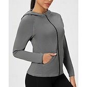 cheap Women's Shirt-Women's Solid Colored Workout Shirt Tennis Sports Jacket Long Sleeve Zipper Pocket Quick Dry Lightweight Moisture Wicking Breathable Tennis Golf Pickleball Hooded Jacket Black Pink Navy Blue Tennis