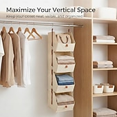 economico Organizzazione spazi-Organizzatore per armadio sospeso - 4 ripiani pieghevoli con ganci e cerniera, organizer per vestiti in tessuto, cestino salvaspazio per camper, camera da letto, lavanderia. Visita il negozio dimj.