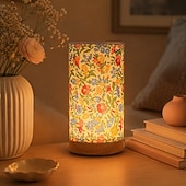 ieftine Lămpi de masă-Lampă de masă USB cu abajur din material textil – florală &amp;Design fluture albastru, lumină de noapte reglabilă în 3 culori, lampă decorativă ambientală pentru dormitor, living, noptieră, sufragerie
