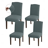 abordables Funda para silla de comedor-Fundas para sillas de comedor de 4/6 piezas, ajustables, elásticas y universales, tipo Parsons, con protectores de asiento extraíbles y lavables a máquina.