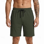 cheap Casual Shorts-Men's Shorts Summer Shorts Beach Shorts Casual Shorts Jacquard Pocket Elastic Waist Plain Comfort Breathable Knee Length Outdoor Beach Vacation Vacation Fashion Khaki Black Micro-elastic