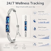 cheap Smart Wristbands-Elegant Smart Bracelet for Women, Jewelry Fitness Tracker with Sleep &amp; Activity Tracking, IP68 Waterproof Smart Jewelry with App Sync, Long Battery Life, Adjustable Crystal Bangle, Fashion Gift
