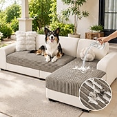 baratos Capa de Sofá-Capas 100% impermeáveis para sofá modular, capa antiderrapante para sofá para cães, conjunto de 2 peças de capas para sofá de 2 almofadas em formato de L, capa de sofá macia e lavável.