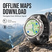 זול שעונים חכמים-שעון חכם GPS לגברים עם מיקום גלובלי של 6 לוויינים, צג AMOLED בגודל 1.43 אינץ', שעון ספורט עמיד למים 5 אטמוספירות עם צג קצב לב ושינה לאנדרואיד iOS