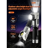 cheap Flashlights-Rechargeable Tactical Flashlights 1600 High Lumens 2 Light Sources,6 Modes, 90 Degree Rotating,Waterproof Working Light with Magnetic Base for Home Emergency, Outdoor, Camping