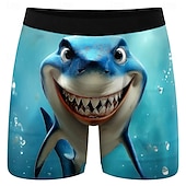 Herr Haj tecknade djur Stretchiga boxershorts Badshorts Boxershorts Rolig Ledigt Hem Strandsemester Elastiskt midjeband Fukttransporterande Andningsbara underkläder Designer Kläder