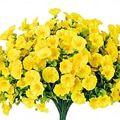  8 Bundles Artificial Flowers for Outdoors, Fake Plastic Morning Glory Petunias Plant, Faux Colorful Silk for Outside Planter Garden Front Porch Door Spring Summer Decor
