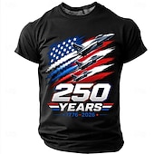  4. července 2026 250. Pánské Vlajka USA 1776 Tričko Krátký rukáv tričko 3D tisk Tričkový Košile Vlastenec Denní Festival Vodní modrá Černá Rubínově červená Léto Jaro Oblečení S M L XL XXL XXXL