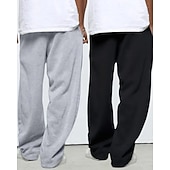 voordelige Rechtdoor Been-Multi-pakketten 2 stuks Voor heren zwart+donkergrijs Joggingbroeken Broek Joggingbroek met rechte pijpen Trekkoord Elastische taille Effen Vakantie Alledaagse kleding Polyester Lente