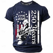 abordables T-shirts Patriotiques 250-4 juillet 2026, 250e anniversaire Homme Couleur Unie Drapeau Américain T-shirt Manche Courte T-shirt Impression 3D Col ras du cou Chemise Vintage Rétro Patriotique Quotidien Festival Bleu Noir Rouge