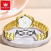 economico Orologi al quarzo-Orologio da donna Olevs, cinturino in acciaio inossidabile argentato, quadrante nero, numeri arabi, orologio analogico al quarzo con datario, impermeabile, orologio elegante da donna.