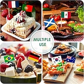  200 adornos para pasteles con banderas del mundo en palillos de dientes para decoraciones de la Copa Mundial de Fútbol, banderas de 48 países en palillos de cóctel para adornos de cupcakes de fútbol,