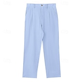 economico Vacanza-Per uomo Pantaloni di Lino Pantaloni Pantaloni casual Pantaloni Estivi Pieghettato Bottoni Semplice Comodità Traspirante Lunghezza intera Quotidiano Affari Ferie Moda Stile Classico Blu Cachi