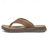 cheap Men's Slippers &amp; Flip-Flops-Men's Brown Toe Post Flip Flops Casual Comfort Thong Sandals Lightweight Summer Beach Footwear for Vacation, Poolside, Resort Wear and Everyday Relaxation
