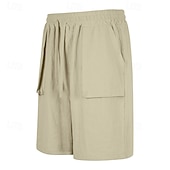 cheap Classic-Men's Shorts Linen Shorts Summer Shorts Beach Shorts Drawstring Pocket 3D Solid Comfort Breathable Knee Length Daily Outdoor Holiday Vacation Fashion Khaki White Inelastic