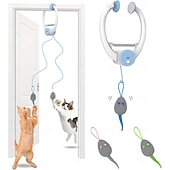 economico Giochi per gatti-Giocattolo interattivo per gatti da interno, giocattolo intelligente ricaricabile tramite USB da appendere alla porta, retrattile automatico, giocattolo elettronico per gatti con piume e cordino, con