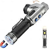 cheap Flashlights-Rechargeable Tactical Flashlights 1600 High Lumens 2 Light Sources,6 Modes, 90 Degree Rotating,Waterproof Working Light with Magnetic Base for Home Emergency, Outdoor, Camping