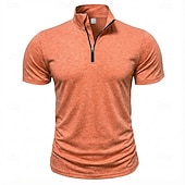 baratos Polo Clássico Masculino-Men's Polo Shirts Zip Polo Casual Daily Quarter Zip Short Sleeve Fashion Basic Plain Lightweight Quarter Zip Summer Spring Blue White Pink Dark Green Purple Orange Polo Shirts