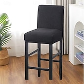 cheap Dining Chair Cover-Stretch Polar Fleece Short Back Chair Cover - Elastic Bar Stool Slipcover for Counter Height Chairs, Soft Washable Dust-Proof Seat Protector