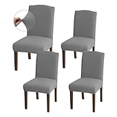 abordables Funda para silla de comedor-Fundas para sillas de comedor de 4/6 piezas, ajustables, elásticas y universales, tipo Parsons, con protectores de asiento extraíbles y lavables a máquina.