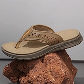 cheap Men's Slippers &amp; Flip-Flops-Men's Brown Toe Post Flip Flops Casual Comfort Thong Sandals Lightweight Summer Beach Footwear for Vacation, Poolside, Resort Wear and Everyday Relaxation