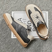 cheap Casual Lace-Up Shoes-Men's White Casual Sneakers Lace-Up Lightweight Comfort Walking Shoes Minimalist Low Top Footwear for Daily Wear, Travel, Weekend Outings and Smart Casual Style
