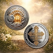 voordelige Suministros para eventos y fiestas-Biblical Faith Commemorative Coin, Christian Easter Resurrection Challenge Coin with Cross Design, Inspirational Religious Pocket Token Gift for Prayer, Baptism, Church, Christian Keepsake