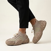 cheap Casual Sneakers-Men's Knit Sock Sneakers, Lace-Up Chunky Sole Walking Shoes, Breathable Sport Casual Shoes for Hiking, Travel, Daily Wear
