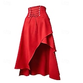 ieftine Pantalonii-Gotic Medieval Renascentist Asimetric Fustă vrăjitoare Vampiri Zana Cu Șiret Costume de fancy Pentru femei Fantezie Halloween Carnaval Performanță Târgul Renașterii LARP Adulți Fustă