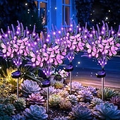 abordables Luces de camino y linternas-2/4 PCS Solar Simulation Lavender Butterfly Lawn Light Waterproof Garden Floor Insert Lamp Park Pathway Villa Yard Terrace Holiday Decoration Lamp