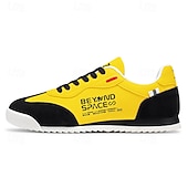 tanie Casualowe sneakersy-Żółto-czarne trampki męskie, sznurowane, lekkie i wygodne, modne obuwie za kostkę do noszenia na co dzień, w podróży, na weekendowe wyjścia i do ulicznego stylu