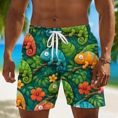  Herre Dyr Kokosnøttre Badeshorts Badedrakter Badeshorts Surfeshorts Medium Midje Hawaiisk Daglig Strandferie Sidelommer Mesh fôr Elastisk snøring i midjen Designer Klær