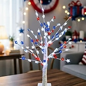 abordables Luces decorativas-Árbol de Navidad con luces LED de la bandera estadounidense para el 250 aniversario del 4 de julio, con los colores rojo, blanco y azul. Lámpara decorativa LED para interiores. &amp;al aire libre, sala de