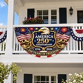 preiswerte Wimpelkette-USA 250. Jahrestag (1776–2026) – Wimpelkette, halbrunder Fächer, patriotische amerikanische Wimpelkette für den Außenbereich, ideal für Haus, Veranda, Garten oder als Dekoration zum Unabhängigkeitstag.