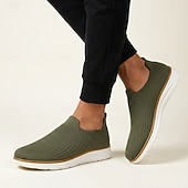 abordables Baskets Décontractées-Baskets basses en maille olive pour homme, légères, respirantes et confortables, idéales pour la marche, au quotidien, en voyage, pour les trajets domicile-travail et les sorties du week-end.