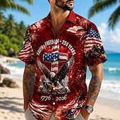  2026 250 de ani cămașă bărbați vultur Drapelul American cămașă de vară cămașă cu butoni mânecă scurtă patriotică exterior festival vară primăvară cămașă cu guler imprimare 3D cămăși albastre negre