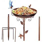 cheap Outdoor Decoration-Metal Bird Bath for Outside with 2 Bird Decor, Hummingbird on Pole &amp; Sparrow on Bowl, 98cm 38.5 Inch Height Garden Birdbath, 30cm 12 Inch Antique Bronze Freestanding Birdfeeder Bath for Yard Patio