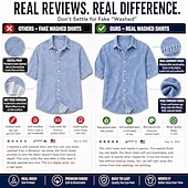 abordables Camisas informales elegantes para hombre-Camisa SoftFade™ para hombre Camisa casual Camisa abotonada Camisa 100% algodón Lavado ácido Camisa Lavado ácido Negra Rosa Azul marino Púrpura Verde Camisa de manga corta Camisa simple Cuello casual