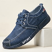 preiswerte Lässige Schnürschuhe-Lässige Herren-Schnürschuhe aus Denim, leichte Sport-Sneaker für Reisen, Alltag und Wochenendoutfits