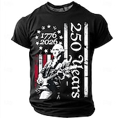 abordables T-shirts Patriotiques 250-4 juillet 2026, 250e anniversaire Homme Couleur Unie Drapeau Américain T-shirt Manche Courte T-shirt Impression 3D Col ras du cou Chemise Vintage Rétro Patriotique Quotidien Festival Bleu Noir Rouge