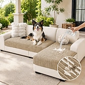 baratos Capa de Sofá-Capas 100% impermeáveis para sofá modular, capa antiderrapante para sofá para cães, conjunto de 2 peças de capas para sofá de 2 almofadas em formato de L, capa de sofá macia e lavável.