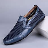 abordables Chaussures Décontractées Slip-On-Mocassins marron perforés pour homme, chaussures habillées décontractées et respirantes, style élégant et décontracté, parfaits pour la conduite, le bureau, les soirées et le quotidien professionnel.
