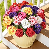  6 Bundles Artificial Geraniums Silk Artificial Flowers for Outdoor Indoor, Realistic UV Resistant Faux Geraniums, Fake Plants for Patio Porch Yard Garden Cemetery Home Table Centerpiece Decor