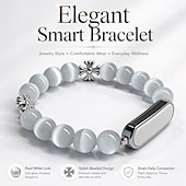 levne Chytré hodinky-Elegantní chytrý náramek pro ženy, fitness tracker ve stylu šperků s perleťově bílým korálkovým designem, stylový tracker aktivit pro každodenní pohodu, módní chytrý náramek s šperky, dárek pro ni