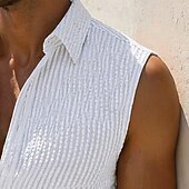 economico Camicie casual eleganti da uomo-Per uomo Camicia Camicia casual Camicia di Seersucker Camicia con Bottoni Blu Nero Bianco Rosa Viola Senza Maniche Semplice Colletto a Camicia Casuale Quotidiano Tasca Frontale Abbigliamento Elegante