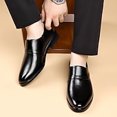cheap Loafers-Men's Black Perforated Derby Dress Shoes Lace-Up Breathable Formal Oxfords Elegant Gentleman Footwear for Business Men, Office Wear, Weddings and Banquets